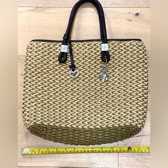 Handbags - Brighton Tote Woven Jute Braided Leather Handles & Charms